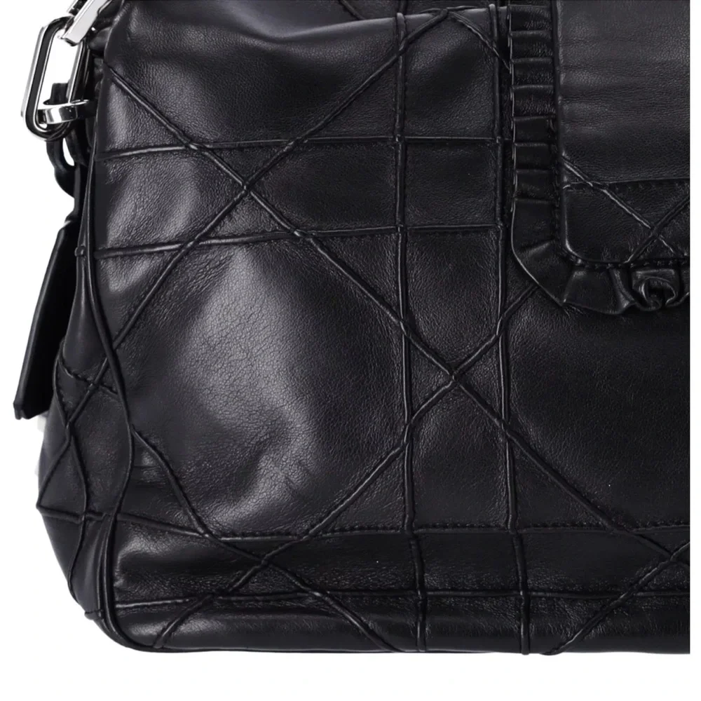 Christian Dior Black Lambskin Leather New Lock Ruffle Flap Shoulder Bag Ruffle - Picture 6 of 15